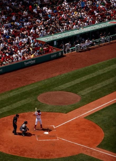 Hunter Renfroe of the Boston Red Sox at bat during the fifth inning against the New York Yankees at Fenway Park on June 27, 2021 in Boston,...