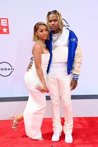India Royale and Lil Durk attends the BET Awards 2021 at Microsoft Theater on June 27, 2021 in Los Angeles, California.