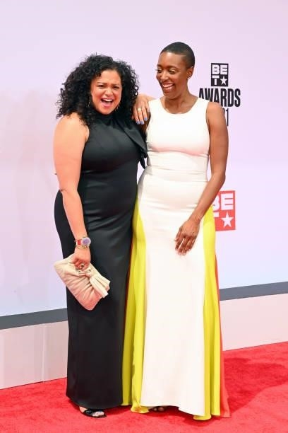 Michelle Buteau and Franchesca Ramsey attend the BET Awards 2021 at Microsoft Theater on June 27, 2021 in Los Angeles, California.