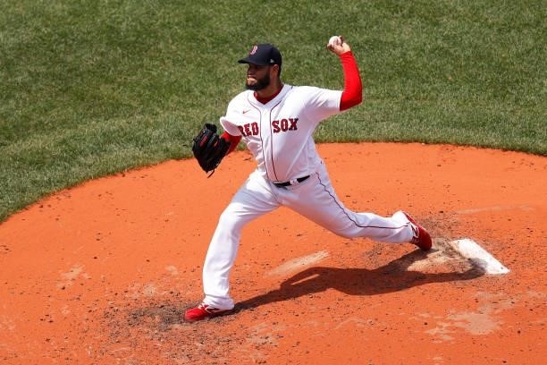 Eduardo Rodriguez of the Boston Red Sox throws against the New York Yankees during the fifth inning at Fenway Park on June 27, 2021 in Boston,...