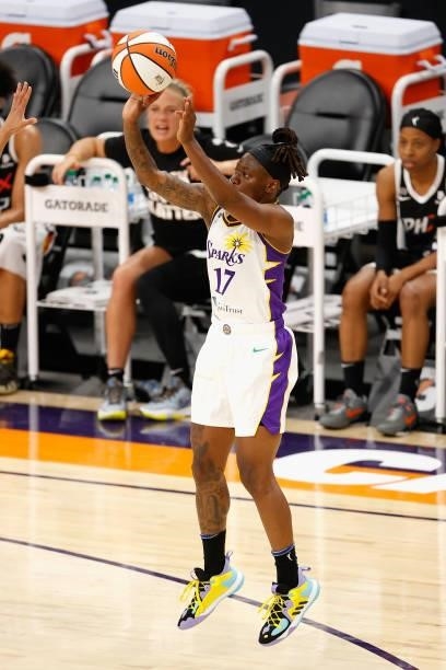 Erica Wheeler of the Los Angeles Sparks attempts a shot against the Phoenix Mercury during the second half of the WNBA game at Phoenix Suns Arena on...