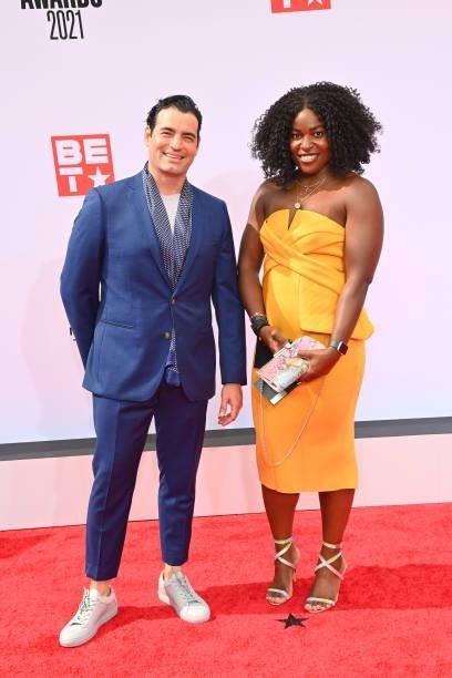 Michael Crotty and Denise Bailey-Castro attend the BET Awards 2021 at Microsoft Theater on June 27, 2021 in Los Angeles, California.