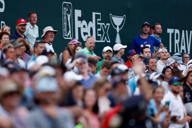 Fans look on during the final round of the Travelers Championship at TPC River Highlands on June 27, 2021 in Cromwell, Connecticut.