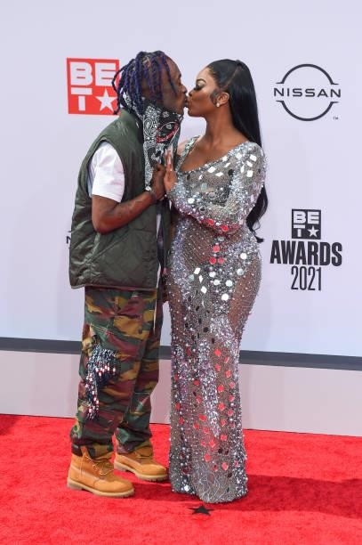Lil Uzi Vert and JT of the group City Girls attends the 2021 BET Awards at the Microsoft Theater on June 27, 2021 in Los Angeles, California.