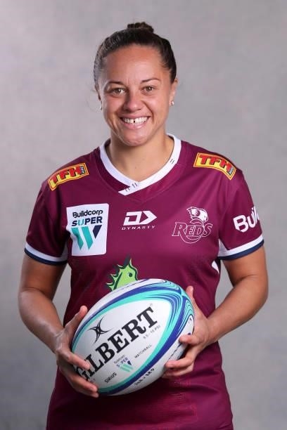 Super W Captain Cobie-Jane Morgan of the Reds poses for a portrait during the 2021 Super W Captain's media call on June 28, 2021 in Coffs Harbour,...