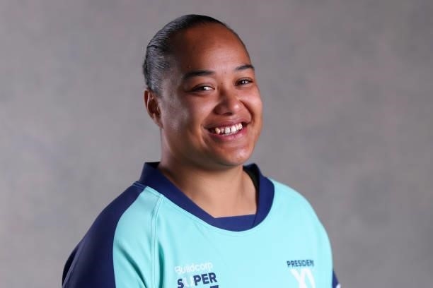 Super W Captain Alexandra Sulusi of the President's XV poses for a portrait during the 2021 Super W Captain's media call on June 28, 2021 in Coffs...