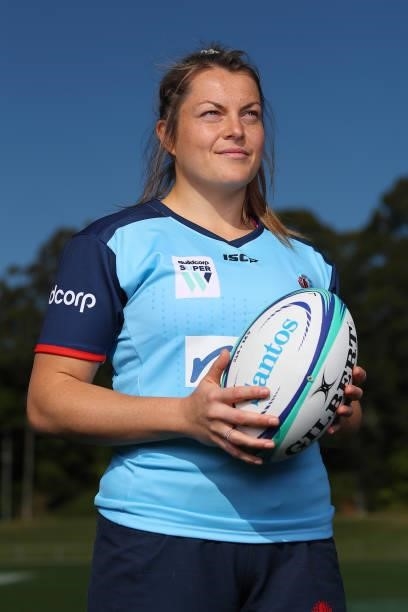 Super W Captain Grace Hamilton of the Waratahs poses for a portrait during the 2021 Super W Captain's media call on June 28, 2021 in Coffs Harbour,...