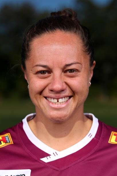 Super W Captain Cobie-Jane Morgan of the Reds poses for a portrait during the 2021 Super W Captain's media call on June 28, 2021 in Coffs Harbour,...