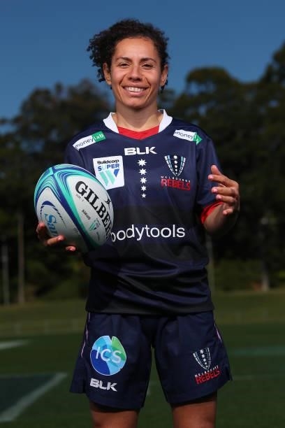Super W Captain Melanie Kawa of the Rebels poses for a portrait during the 2021 Super W Captain's media call on June 28, 2021 in Coffs Harbour,...