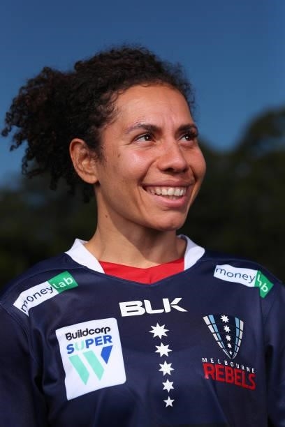 Super W Captain Melanie Kawa of the Rebels poses for a portrait during the 2021 Super W Captain's media call on June 28, 2021 in Coffs Harbour,...