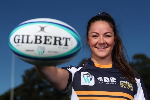 Super W Captain Michaela Leonard of the Brumbies poses for a portrait during the 2021 Super W Captain's media call on June 28, 2021 in Coffs Harbour,...