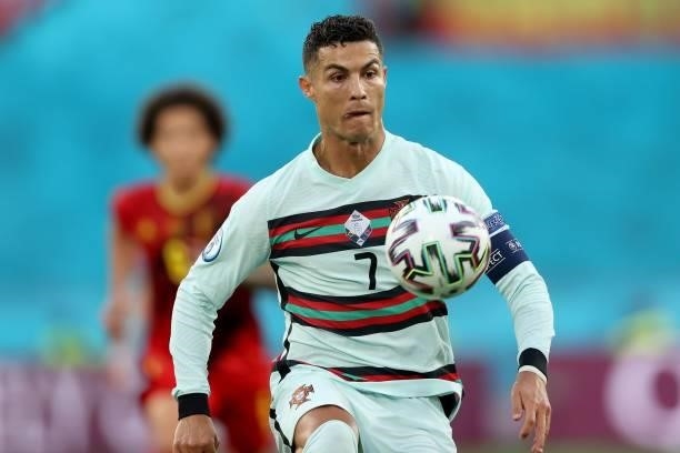 Cristiano Ronaldo of Portugal in action during the UEFA Euro 2020 Championship Round of 16 match between Belgium and Portugal at Estadio La Cartuja...