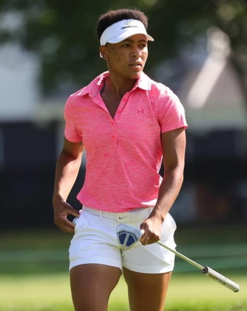 Anita Uwadia walks to the second hole during day three of the John Shippen Invitational on June 28, 2021 at the Detroit Golf Club in Detroit,...