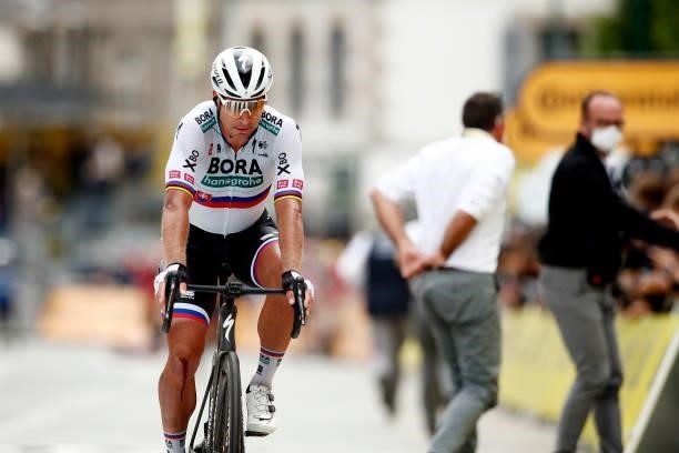 Peter Sagan of Slovakia and Team BORA - Hansgrohe involved in a crash attack in breakaway during the 108th Tour de France 2021, Stage 3 a 182,9km...
