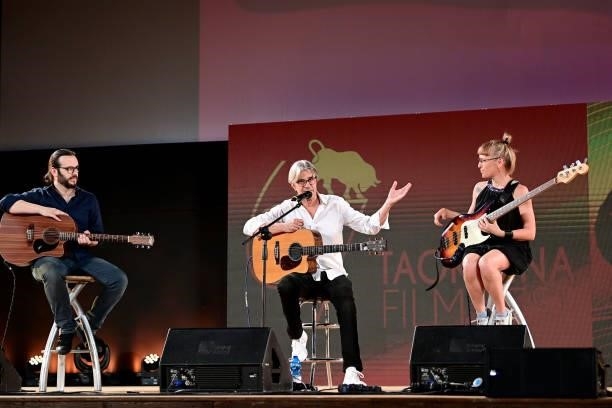 Luca Madonia performs on stage during the 67th Taormina Film Fest on June 28, 2021 in Taormina, Italy.