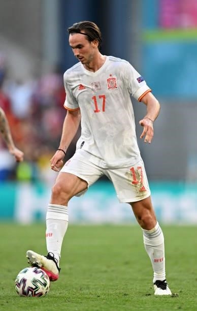 Fabian Ruiz of Spain runs with the ball during the UEFA Euro 2020 Championship Round of 16 match between Croatia and Spain at Parken Stadium on June...
