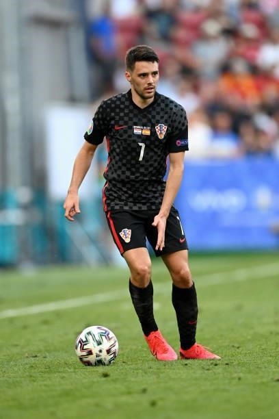 Josip Brekalo of Croatia runs with the ball during the UEFA Euro 2020 Championship Round of 16 match between Croatia and Spain at Parken Stadium on...