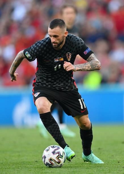 Marcelo Brozovic of Croati runs with the ball during the UEFA Euro 2020 Championship Round of 16 match between Croatia and Spain at Parken Stadium on...