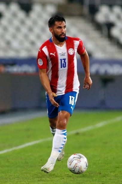 Alberto Espinola of Paraguay controls the ball during a group A match between Uruguay and Paraguay as part of Conmebol Copa America Brazil 2021 at...