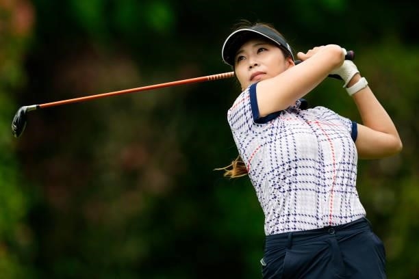 Kaho Kumagai of Japan hits her tee shot on the 3rd hole during the first round of the Sky Ladies ABC Cup at the ABC Golf Club on June 29, 2021 in...