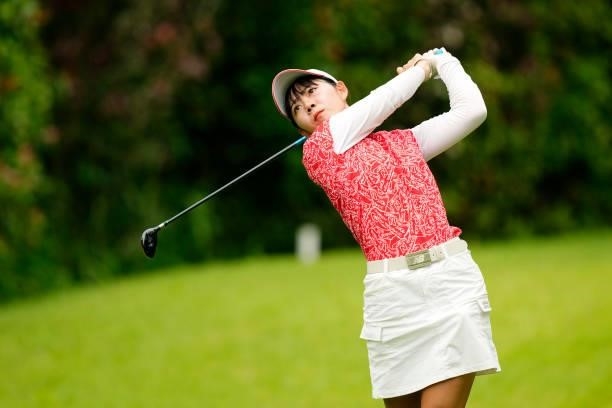 Amateur Nanoka Kuse of Japan hits her tee shot on the 3rd hole during the first round of the Sky Ladies ABC Cup at the ABC Golf Club on June 29, 2021...