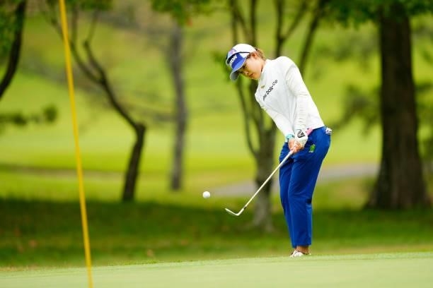 Sae Ogura of Japan chips onto the 3rd green during the first round of the Sky Ladies ABC Cup at the ABC Golf Club on June 29, 2021 in Kato, Hyogo,...