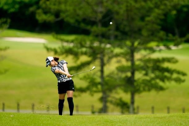 Kaori Aoyama of Japan hits her second shot on the 5th hole during the first round of the Sky Ladies ABC Cup at the ABC Golf Club on June 29, 2021 in...