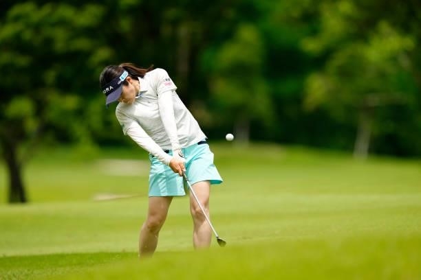 Sumika Nakasone of Japan hits her second shot on the 5th hole during the first round of the Sky Ladies ABC Cup at the ABC Golf Club on June 29, 2021...