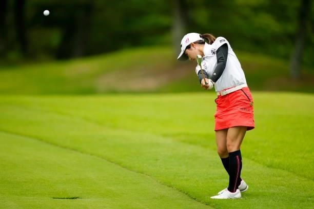 Hiromu Ono of Japan hits her third shot on the 6th hole during the first round of the Sky Ladies ABC Cup at the ABC Golf Club on June 29, 2021 in...