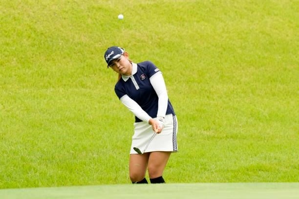 Julia Kurata of Japan chips onto the 8th green during the first round of the Sky Ladies ABC Cup at the ABC Golf Club on June 29, 2021 in Kato, Hyogo,...