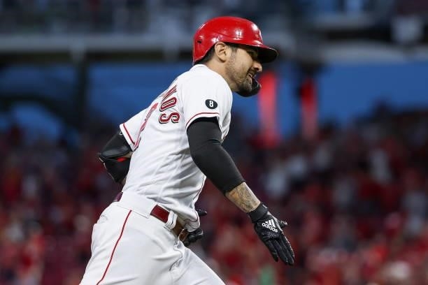 Nick Castellanos of the Cincinnati Reds rounds the bases after hitting a grand slam in the seventh inning against the Philadelphia Phillies at Great...