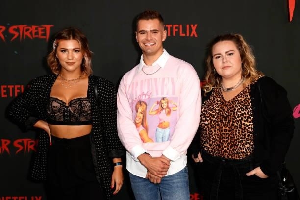 Haley Jordan, Caleb Marshall and Allison Florea attend the Premiere Of Netflix's "Fear Street Trilogy