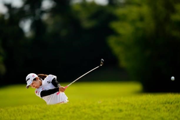 Hiromu Ono of Japan hits her second shot on the 17th hole during the first round of the Sky Ladies ABC Cup at the ABC Golf Club on June 29, 2021 in...