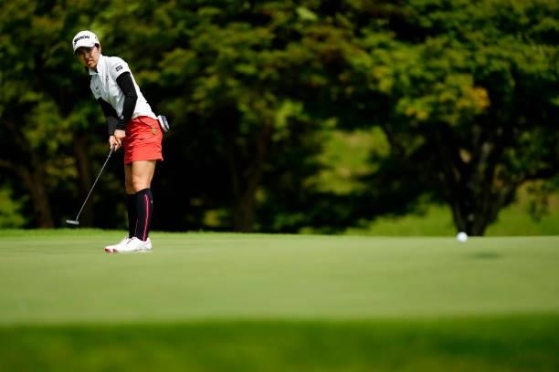 Hiromu Ono of Japan putts on the 16th green during the first round of the Sky Ladies ABC Cup at the ABC Golf Club on June 29, 2021 in Kato, Hyogo,...