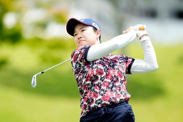 Tsugumi Miyazaki of Japan hits her tee shot on the 16th hole during the first round of the Sky Ladies ABC Cup at the ABC Golf Club on June 29, 2021...