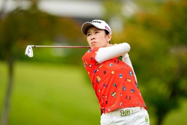 Eriko Kobashi of Japan hits her tee shot on the 16th hole during the first round of the Sky Ladies ABC Cup at the ABC Golf Club on June 29, 2021 in...
