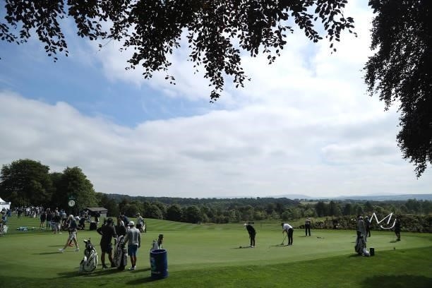Competitors practice ahead of the Dubai Duty Free Irish Open at Mount Juliet Golf Club on June 29, 2021 in Thomastown, Ireland.