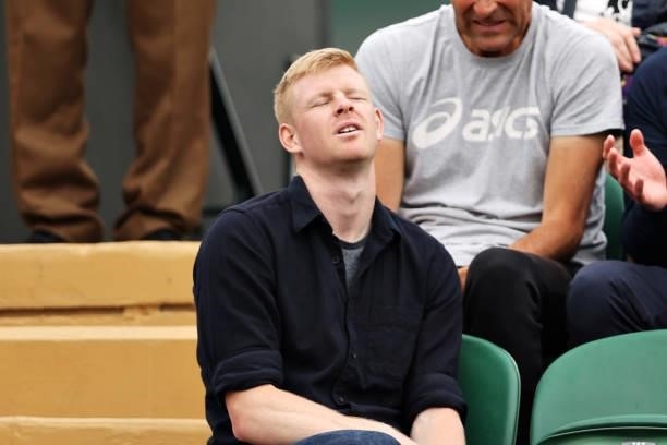 Kyle Edmund of Great Britain watches on during the Men's Singles First Round match between Daniel Evans of Great Britain and Feliciano Lopez of Spain...