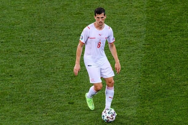 Remo Freuler of Switzerland in action during the UEFA Euro 2020 Championship Round of 16 match between France and Switzerland at National Arena on...
