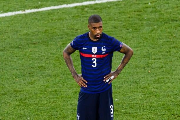 Presnel Kimpembe of France was crushed after been defeated by Switzerland during the UEFA Euro 2020 Championship Round of 16 match between France and...