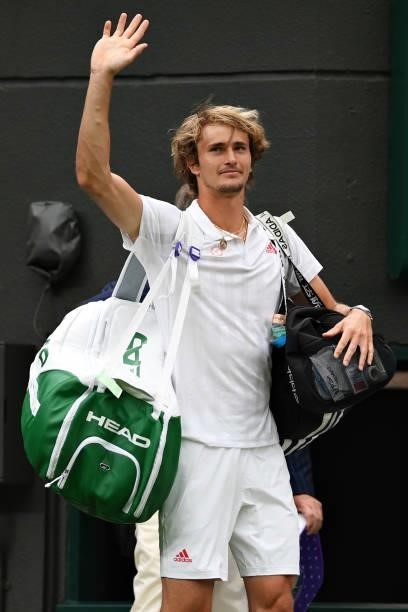 Alexander Zverev of Germany acknowledges the crowd after winning his Men's Singles First Round match against Tallon Griekspoor of Netherlands during...