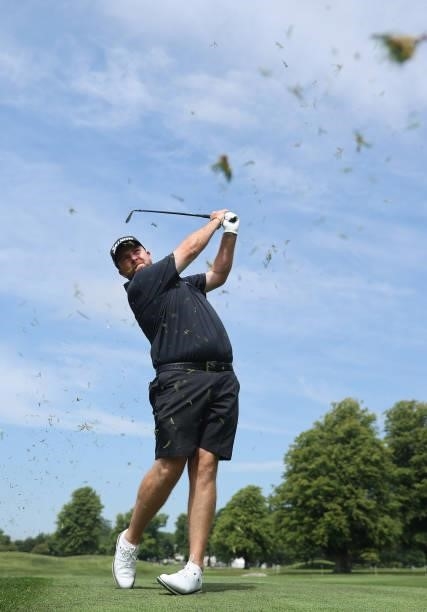 Shane Lowry of Ireland plays a practice round ahead of the Dubai Duty Free Irish Open at Mount Juliet Golf Club on June 29, 2021 in Thomastown,...