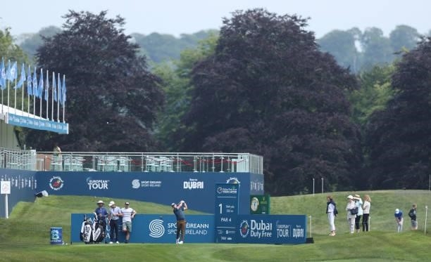 Brandon Stone of South Africa plays a practice round ahead of the Dubai Duty Free Irish Open at Mount Juliet Golf Club on June 29, 2021 in...