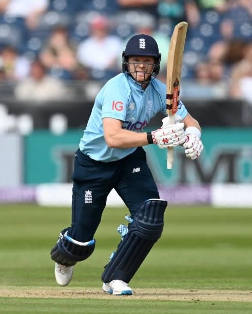 Sam Billings of England bats during the 1st One Day International between England and Sri Lanka at Emirates Riverside on June 29, 2021 in...