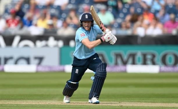 Sam Billings of England bats during the 1st One Day International between England and Sri Lanka at Emirates Riverside on June 29, 2021 in...