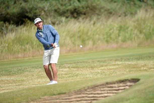 Gonzalo Fernández-Castaño of Spain chips onto the 6th green during Final Qualifying for the 149th Open at St Annes Old Links Golf Club on June 29,...