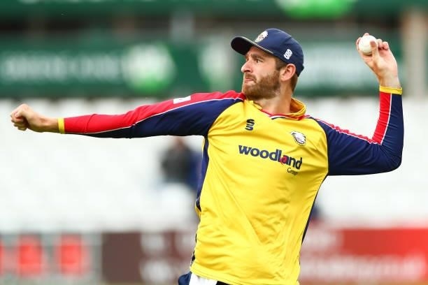 Paul Walter of Essex Eagles throws the ball during the Vitality T20 Blast match between Essex Eagles and Somerset CCC at Cloudfm County Ground on...