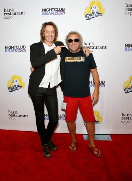 Rick Springfield and Santo Tequila Co-Founder Sammy Hagar attend Day 2 of the 35th Annual Nightclub & Bar Show and World Tea Expo at the Las Vegas...