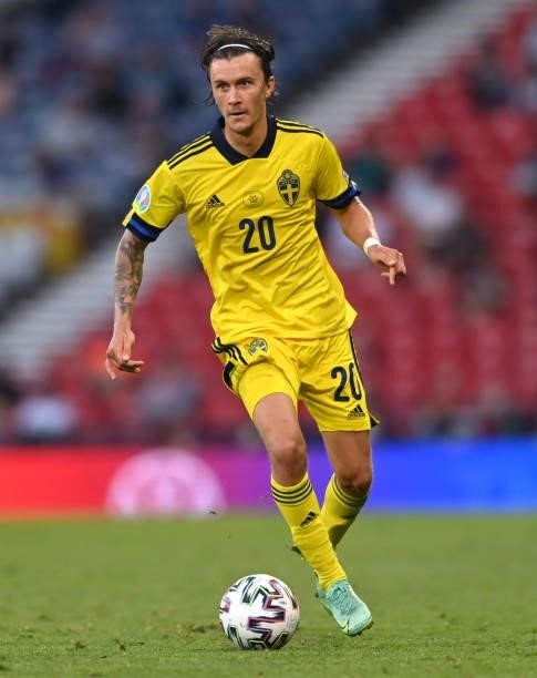 Sweden player Kristoffer Olsson in action during the UEFA Euro 2020 Championship Round of 16 match between Sweden and Ukraine at Hampden Park on June...