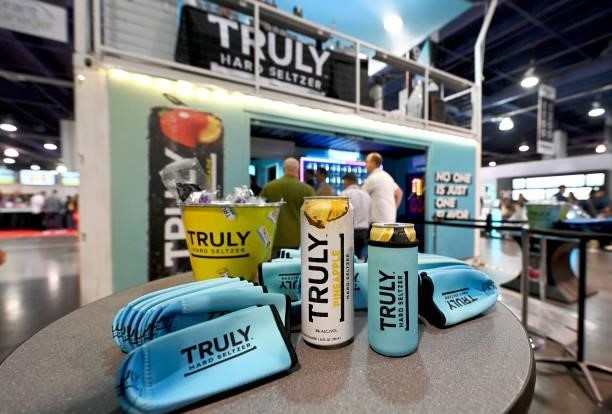 The Truly booth is seen during Day 2 of the 35th Annual Nightclub & Bar Show and World Tea Expo at the Las Vegas Convention Center on June 29, 2021...